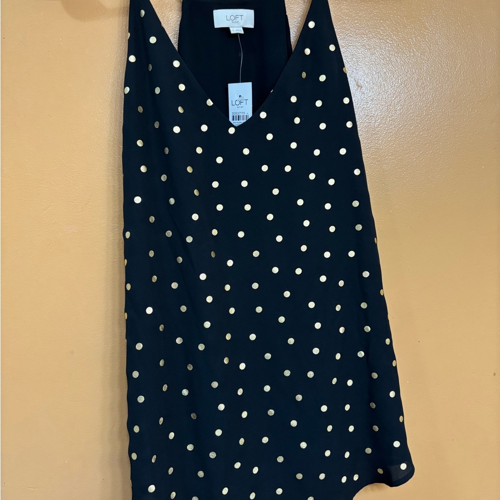 LOFT Black Top with Gold Dots